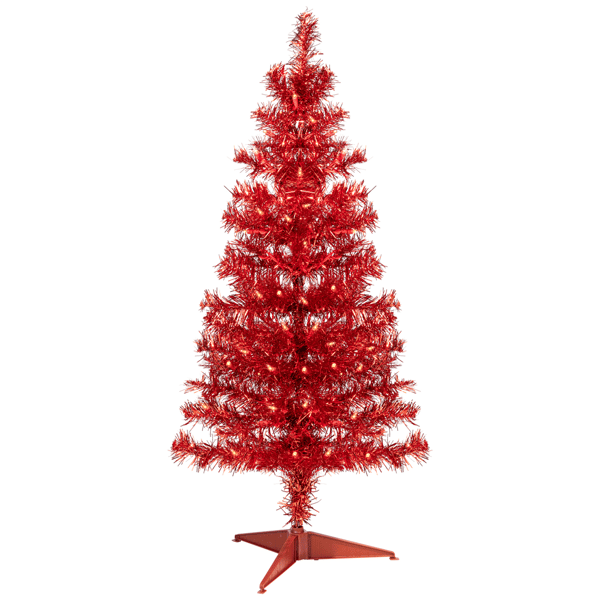 Northlight 3ft. Pre-Lit Red Artificial Tinsel Christmas Tree