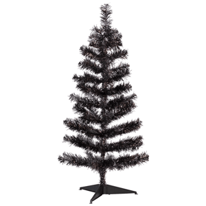Northlight 3ft. Artificial Black Tinsel Halloween Tree
