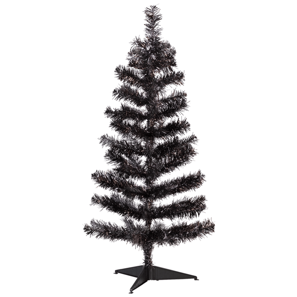 Northlight 3ft. Artificial Black Tinsel Halloween Tree