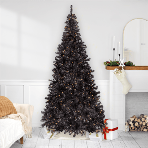 Northlight 9ft. Pre-Lit Black Artificial Tinsel Halloween Tree alternate view
