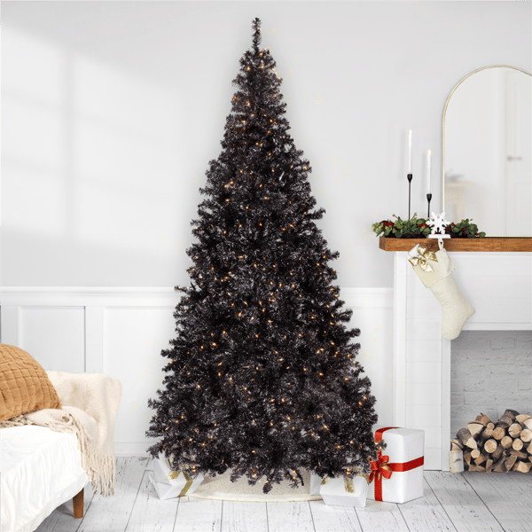Northlight 9ft. Pre-Lit Black Artificial Tinsel Halloween Tree alternate view