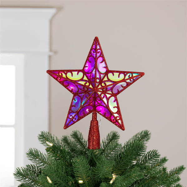 Northlight LED Red Star Glittered Christmas Tree Topper