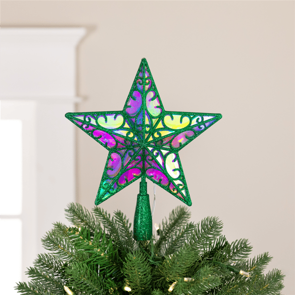 Northlight LED Green Star Glittered Christmas Tree Topper