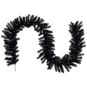 Northlight 9ft LED Pre-Lit Black Crystal Pine Halloween Garland