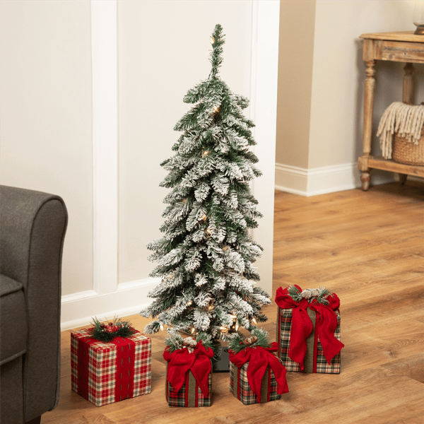 Northlight 3.5ft. Pre-Lit Pencil Flocked Alpine Christmas Tree