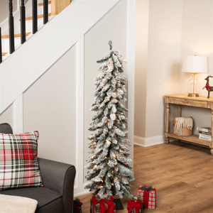 Northlight 5ft. Pre-Lit Pencil Flocked Alpine Christmas Tree