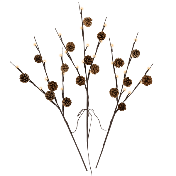 Northlight Lighted Pinecone Christmas Branch Bundle - Set of 3