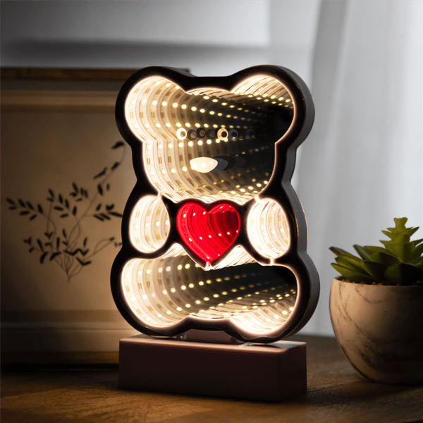 Northlight LED Lighted 3D Teddy Bear with Heart Infinity Mirror