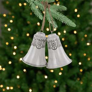 Northlight 2pc. Grey & White Embossed Bells Christmas Ornaments