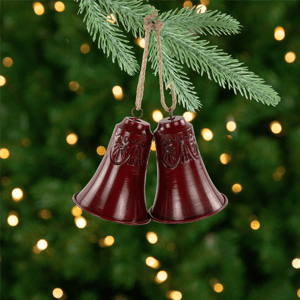 Northlight 2pc. Embossed Burgundy Christmas Bell Ornaments