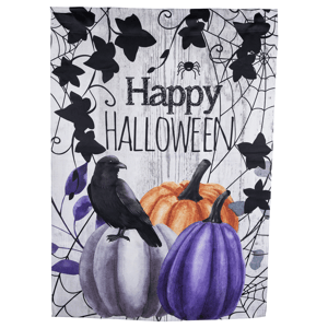 Northlight Pumpkins and Crow Happy Halloween Outdoor House Flag