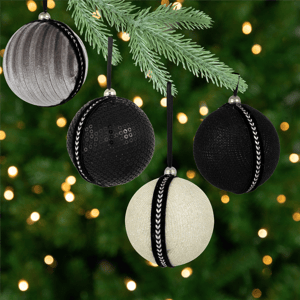 Northlight 4ct. Black Sequined & Textured Christmas Ornaments