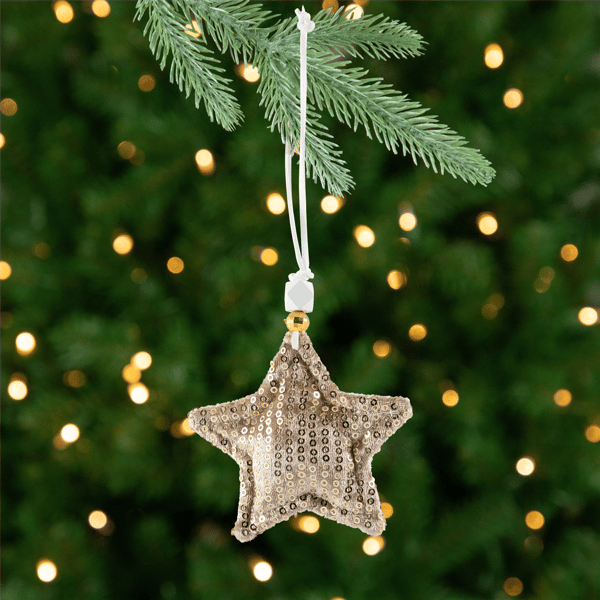 Northlight 4ct. Sequin Stars & Trees Plush Christmas Ornaments