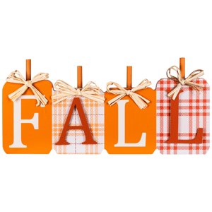 Northlight Plaid Pumpkins Wooden Fall Harvest Sign - 11in.