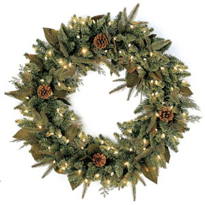 Northlight 24in. Pre-Lit Green River Spruce Christmas Wreath