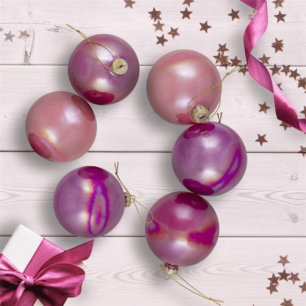 Northlight 6ct. Pink Shiny Glass Ball Christmas Ornaments
