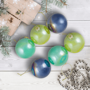 Northlight 6ct. Shiny Blue, Green, & Teal  Christmas Ornaments