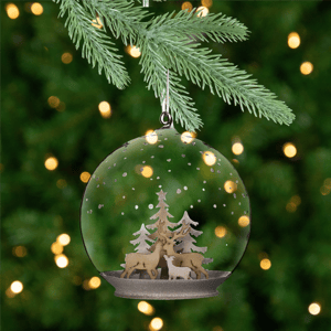 Northlight Deer Family in Snow Glass Globe Christmas Ornament