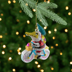 Northlight Crocodile Santa Glass Christmas Ornament  - 4.25in.