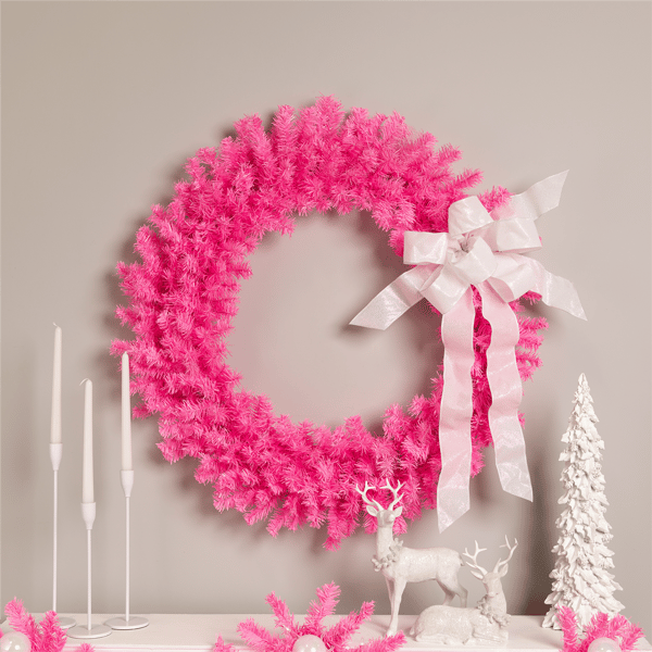 Northlight 36in. Artificial Pink Pine Christmas Wreath
