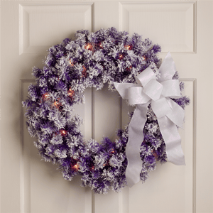 Northlight 24in. Pre-Lit Flocked Purple Pine Christmas Wreath alternate view