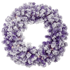Northlight 24in. Pre-Lit Flocked Purple Pine Christmas Wreath
