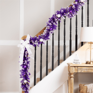 Northlight 9ft. Pre-Lit Purple Flocked Pine Christmas Garland alternate view