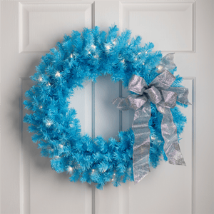Northlight 24in. Pre-Lit Sky Blue Pine Christmas Wreath alternate view