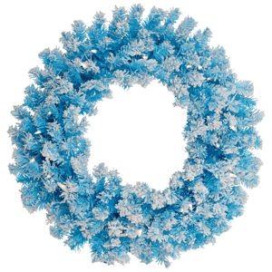 Northlight Pre-Lit Sky Blue Flocked Pine Christmas Wreath