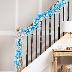 Northlight 9ft. Sky Blue Flocked Pine Christmas Garland alternate view