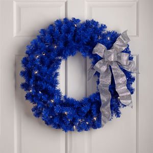 Northlight 24in. Royal Blue Pre-Lit Pine Christmas Wreath alternate view