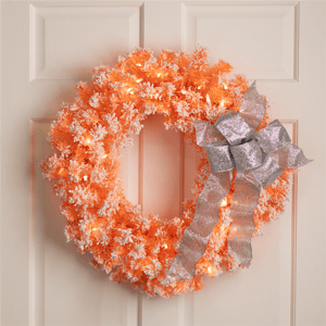 Northlight 24in. Pre-Lit Flocked Orange Pine Christmas Wreath alternate view