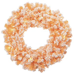 Northlight 24in. Pre-Lit Flocked Orange Pine Christmas Wreath