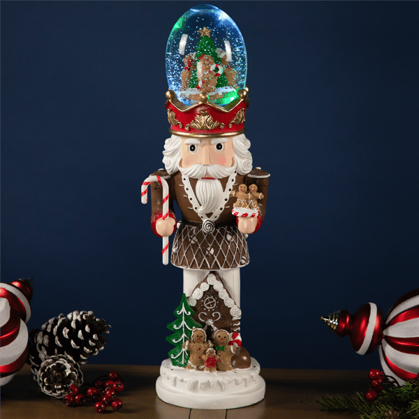 Northlight Gingerbread Nutcracker Musical Christmas Snow Globe