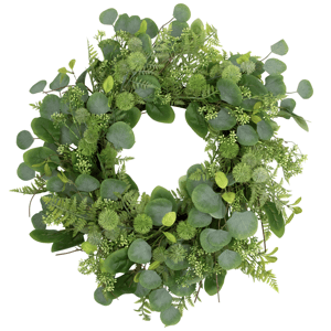 Northlight 24in. Seeded Eucalyptus with Sweet Gum Flowers Wreath