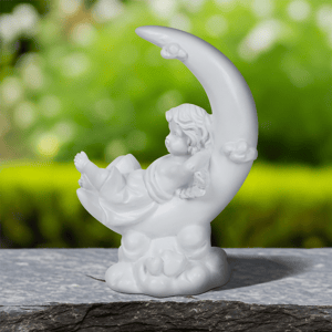 Northlight Boy Cherub Resting on Crescent Moon Statue
