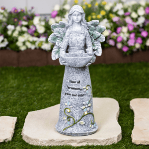 Northlight LED Solar Lighted Bless All Creatures Garden Birdbath