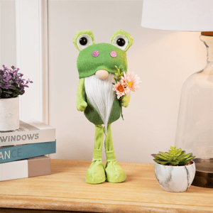 Northlight Standing Gnome with Glittered Frog Hat Spring Decor alternate view