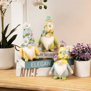 Northlight Mini Plush Gnomes with Floral Spring Hats - Set of 3 alternate view
