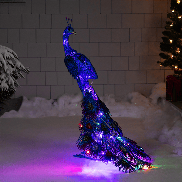 Northlight LED Lighted Glittered Peacock Christmas Yard Decor