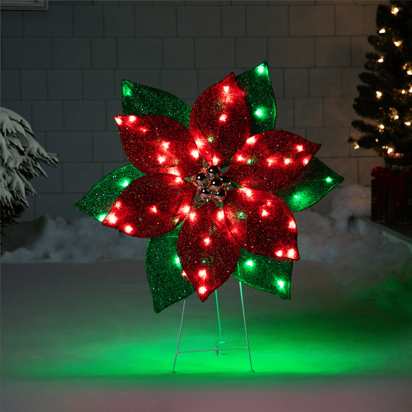 Northlight LED Lighted Poinsettia Christmas Yard Decoration