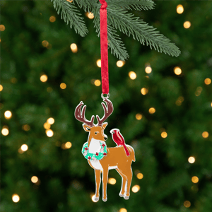 Northlight Reindeer with Cardinal & Wreath Christmas Ornament