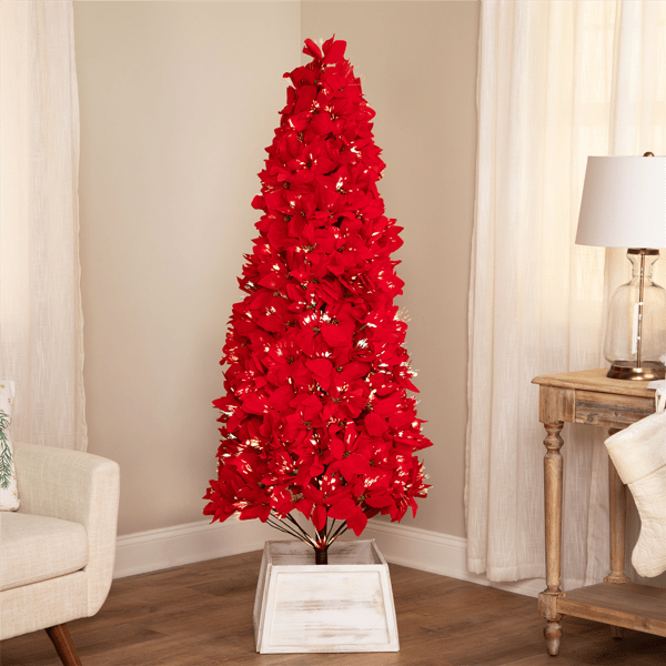 Northlight 6ft. Pre-Lit Color Changing Poinsettia Christmas Tree alternate view