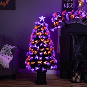 Northlight 4ft. Black Fiber Optic LED Pine Potted Halloween Tree alternate view