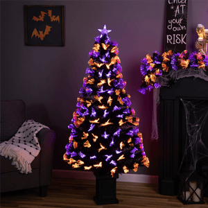 Northlight 5ft. Black Fiber Optic LED Pine Potted Halloween Tree alternate view