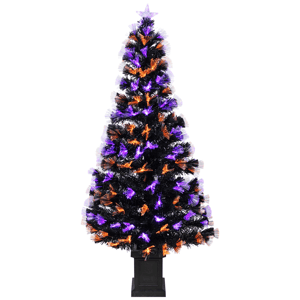 Northlight 5ft. Black Fiber Optic LED Pine Potted Halloween Tree