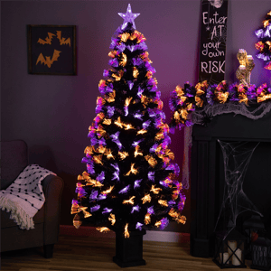 Northlight 6ft. Black Fiber Optic LED Pine Potted Halloween Tree alternate view