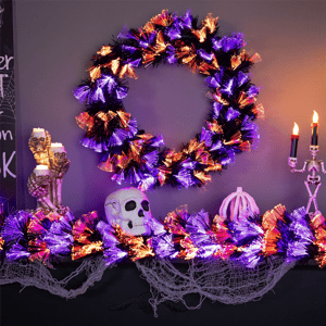 Northlight 24in. Black Fiber Optic Artificial Halloween Wreath alternate view