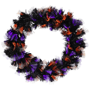 Northlight 24in. Black Fiber Optic Artificial Halloween Wreath