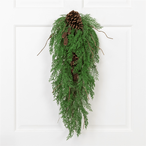 Northlight 26in. Pinecone & Cedar Christmas Teardrop Swag